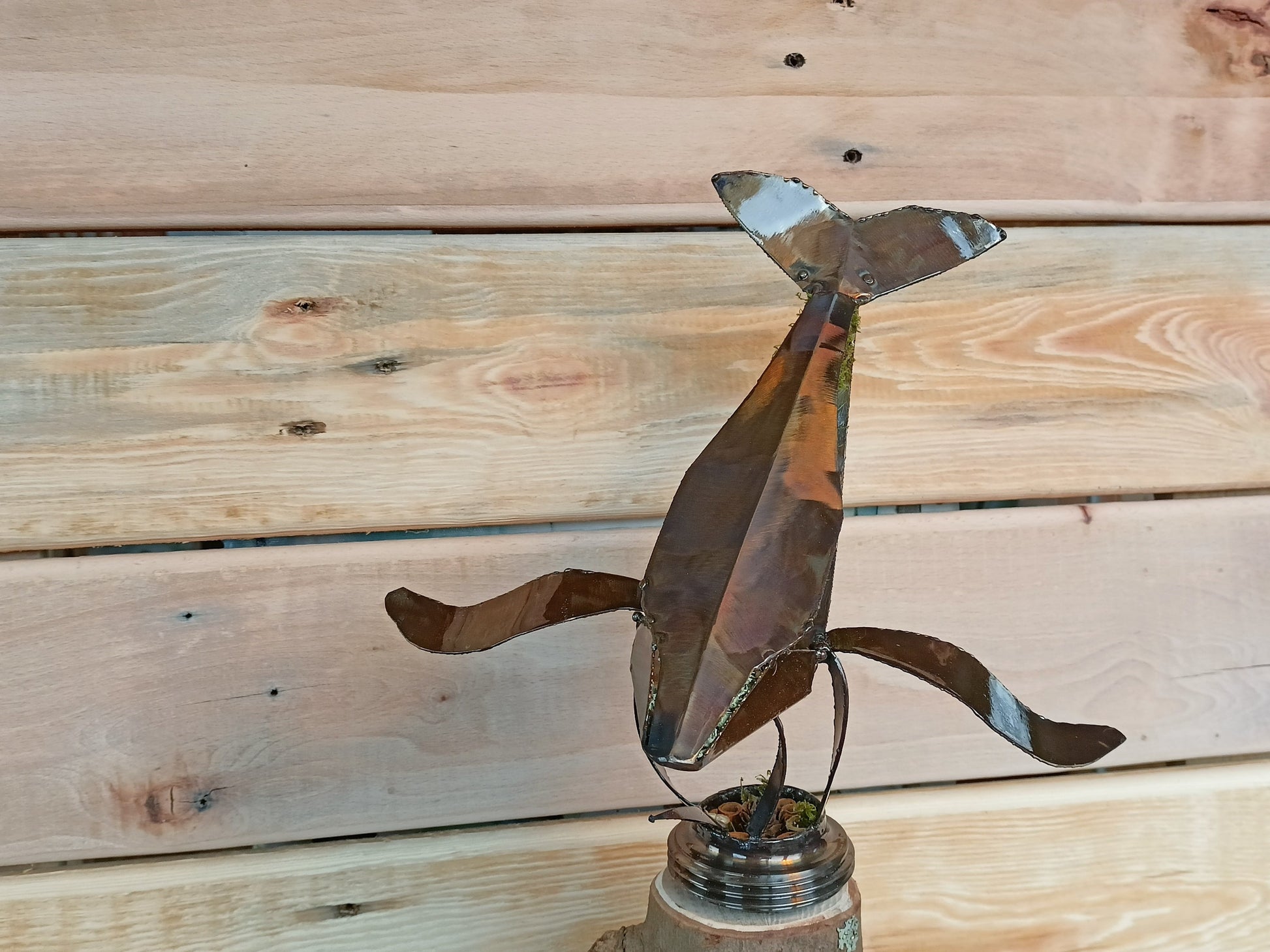 humpback whale filled with organics and swimming through the air.