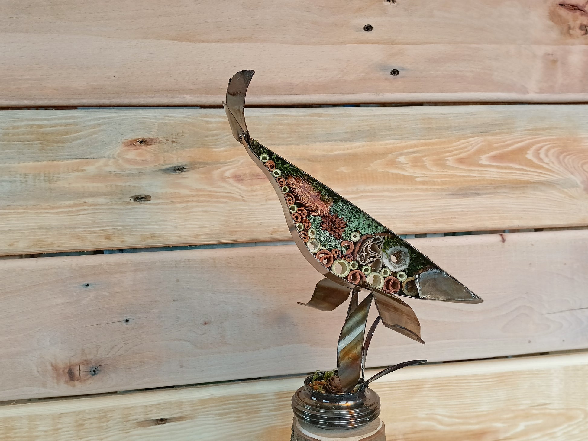 humpback whale filled with organics and swimming through the air.