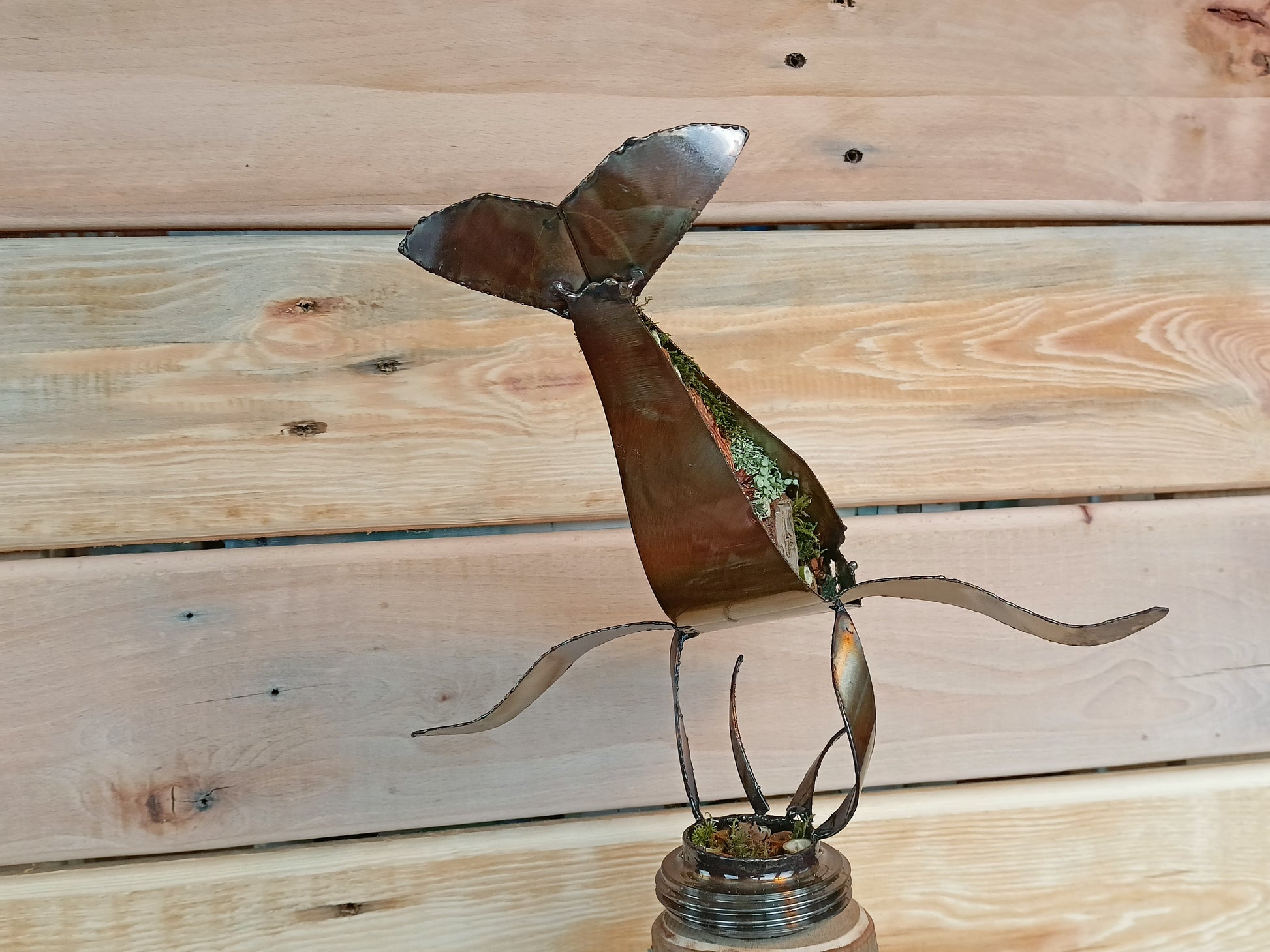 humpback whale filled with organics and swimming through the air.