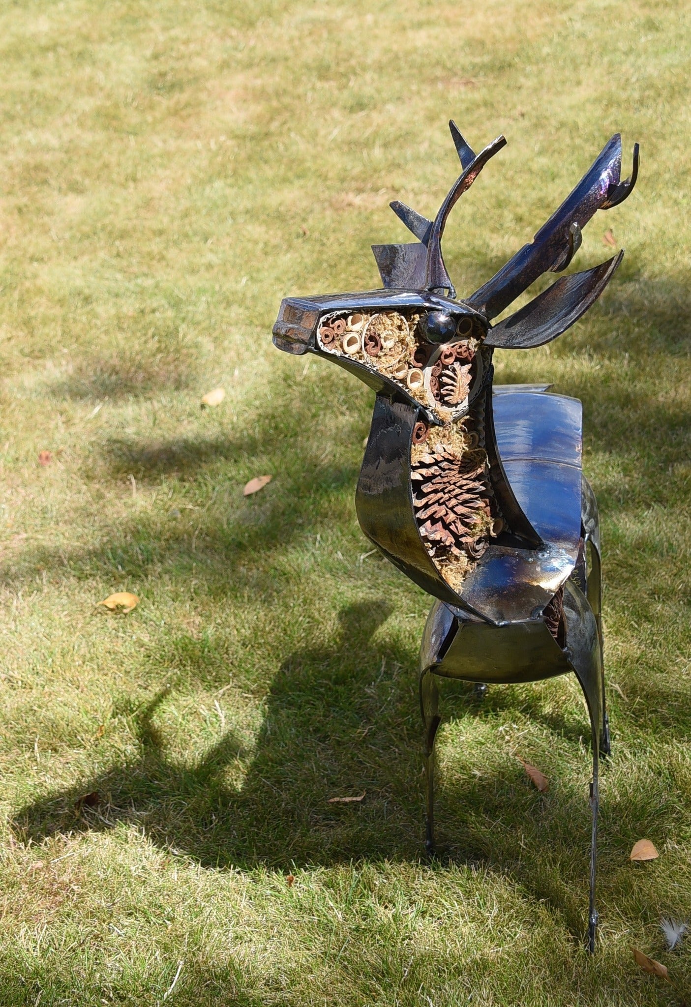 Small Deer garden art with decorative insect refuge