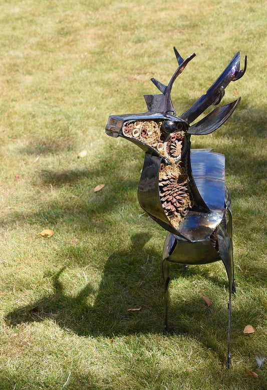 Small Deer garden art with decorative insect refuge