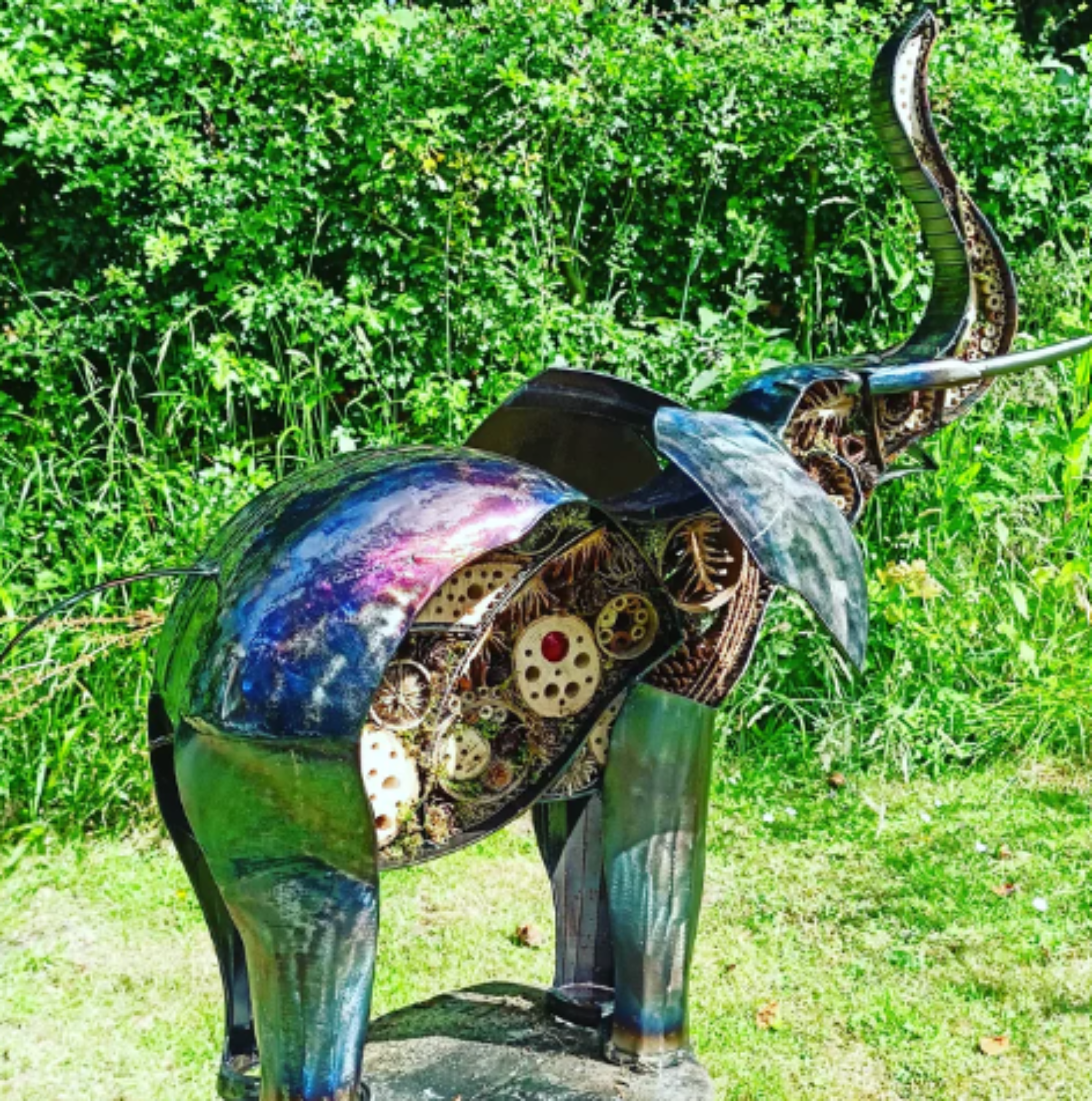 elephant sculpture in metal